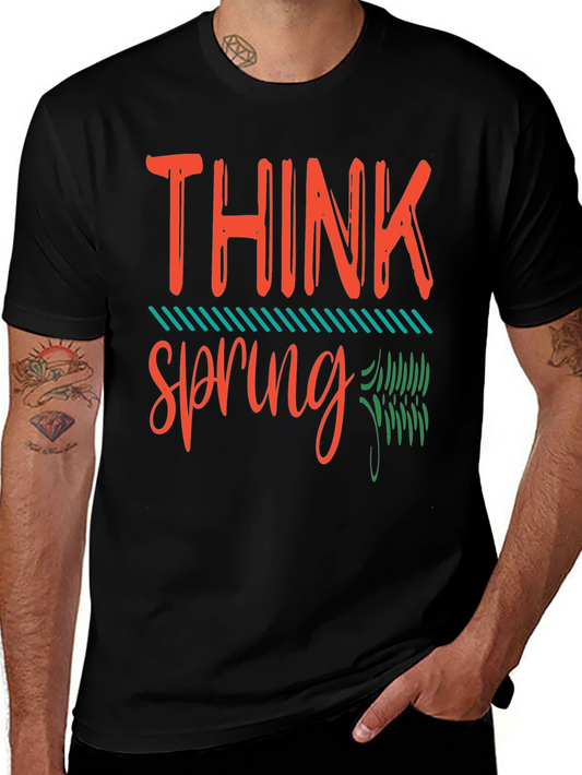 Think Spring Graphic Tee - Mens Casual Short Sleeve