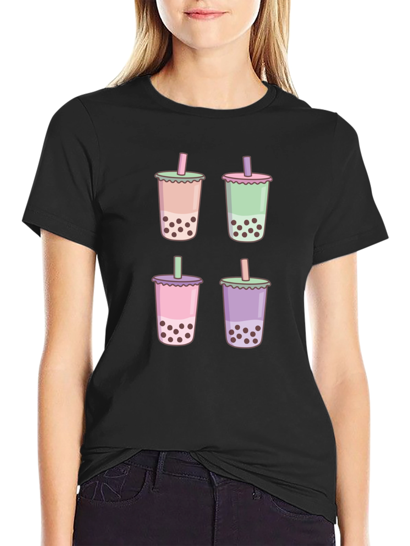 Boba Tea Graphic Black T-Shirt