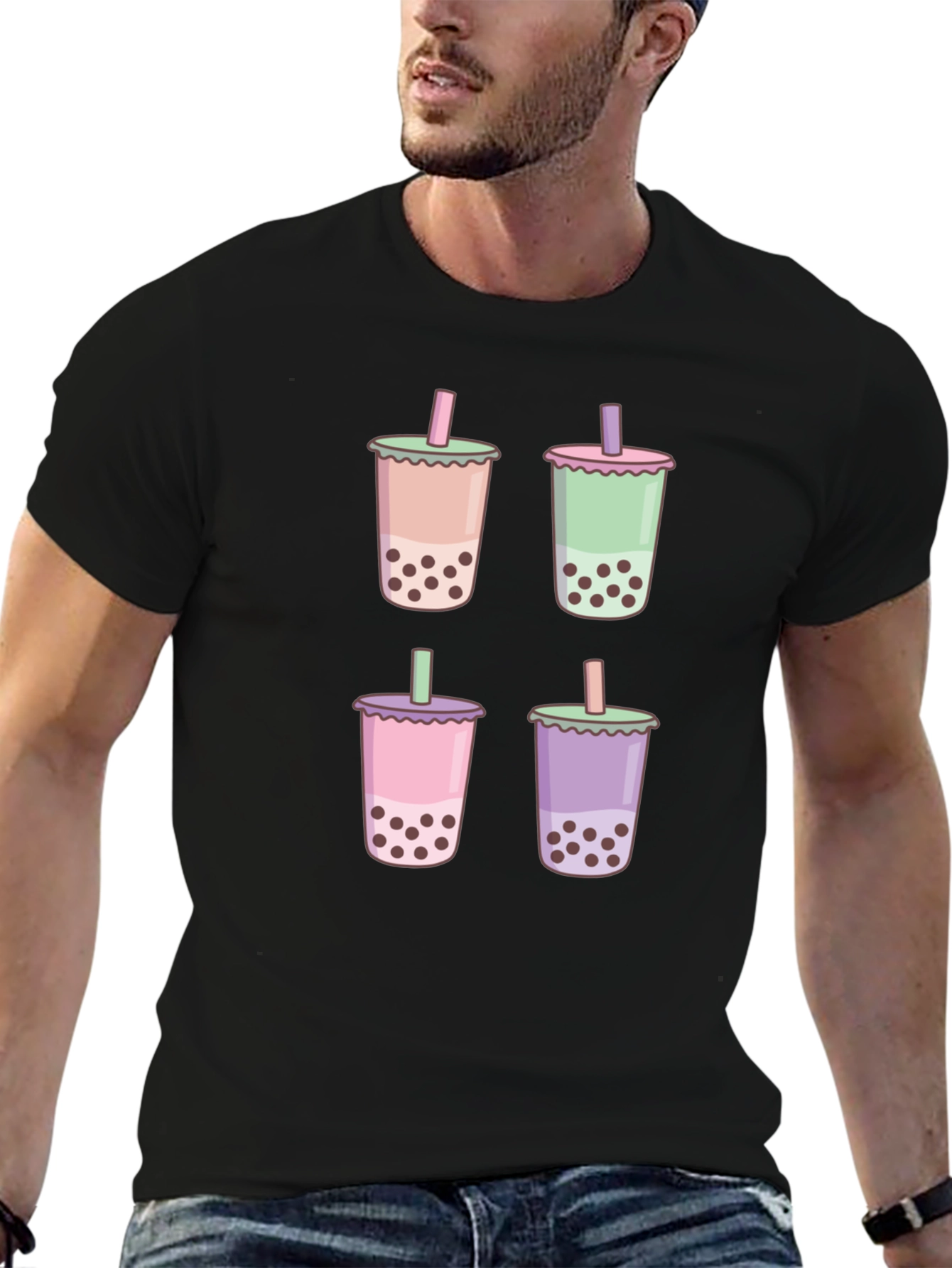 Boba Tea Graphic Black T-Shirt
