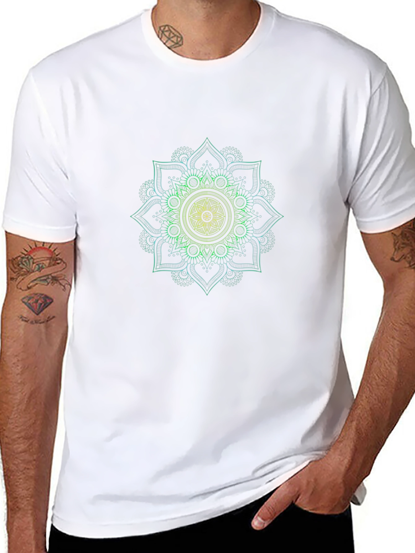 Mandala Graphic Print Black Tee