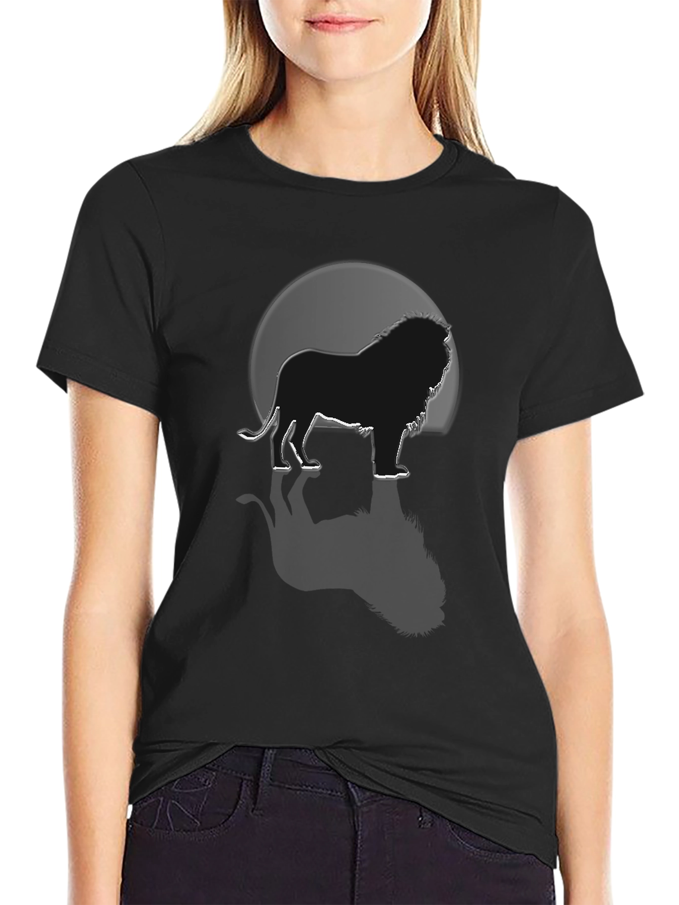Lion Silhouette Graphic Tee - Black