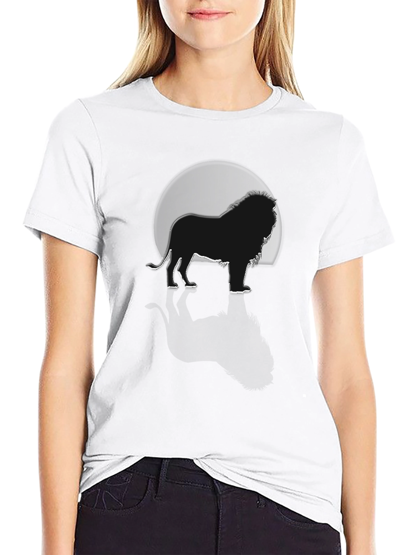 Lion Silhouette Graphic Tee - Black
