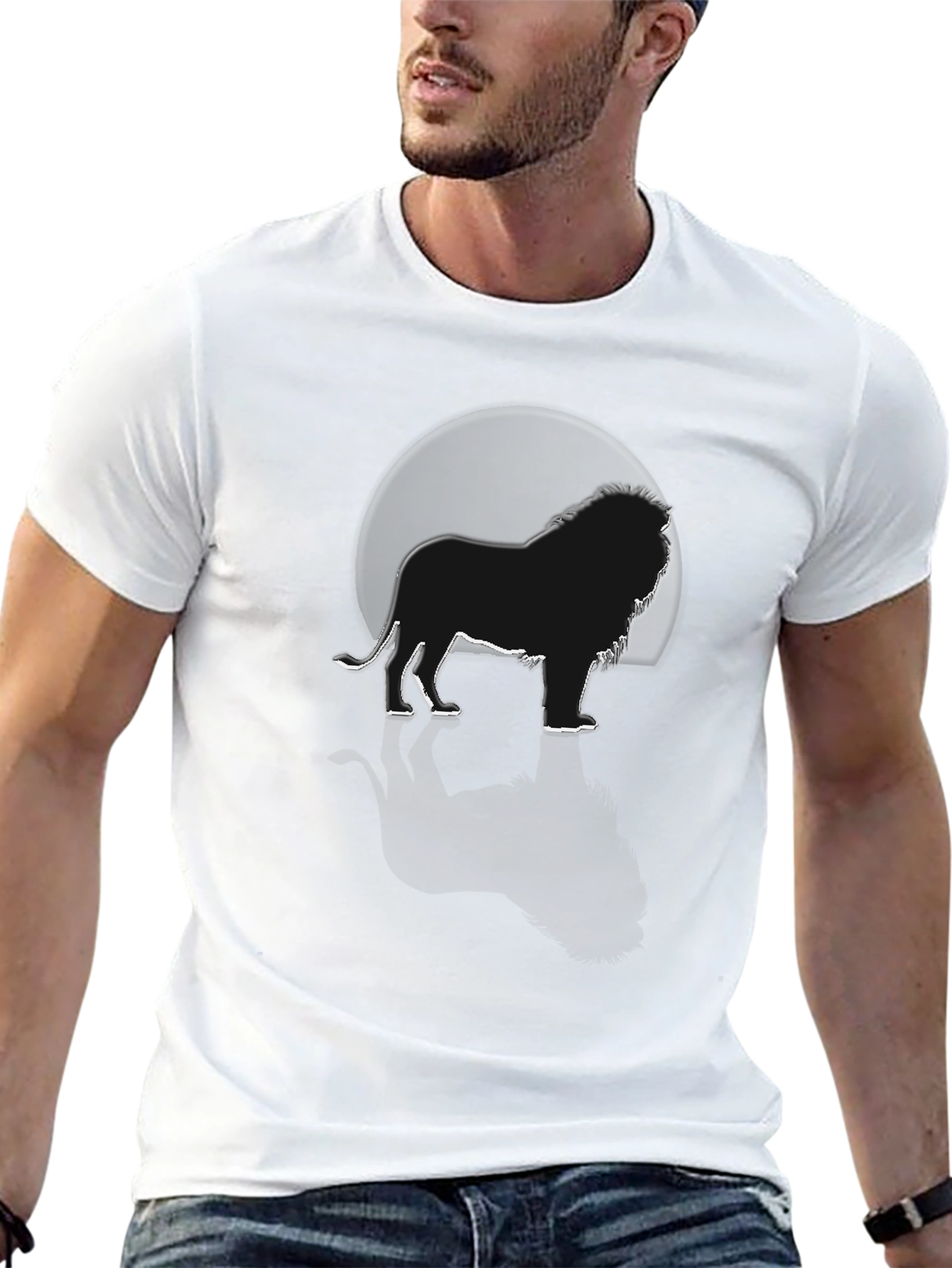 Lion Silhouette Graphic Tee - Black