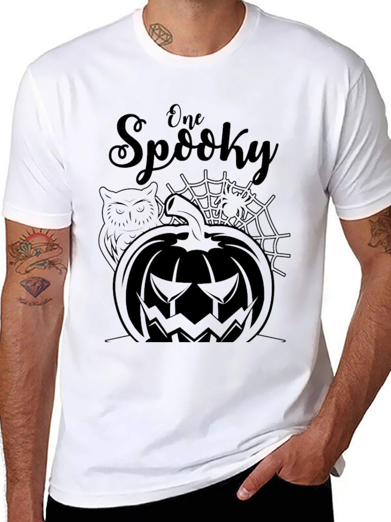 One Spooky Halloween Black Graphic Tee Shirt