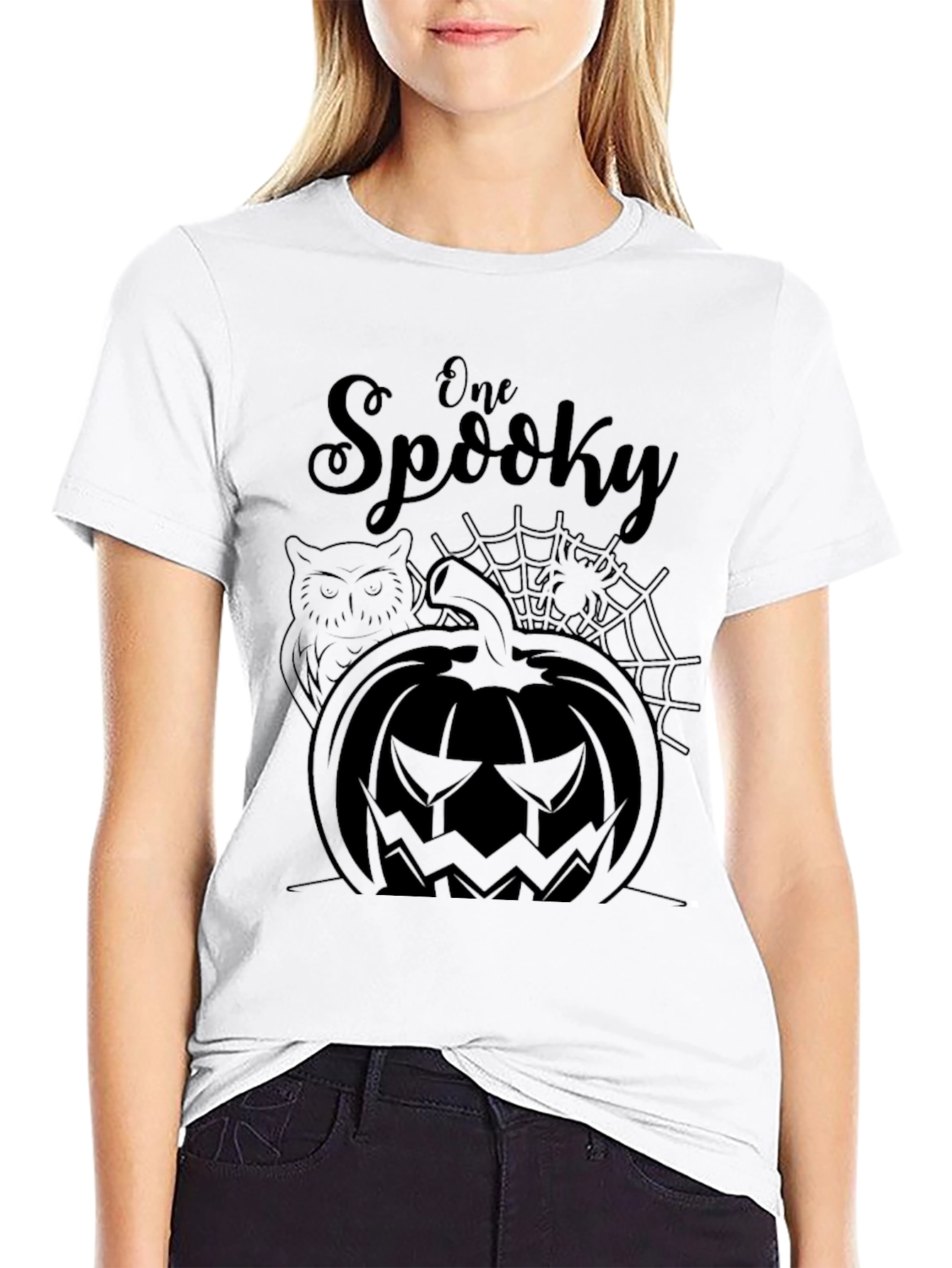 One Spooky Halloween Black Graphic Tee Shirt
