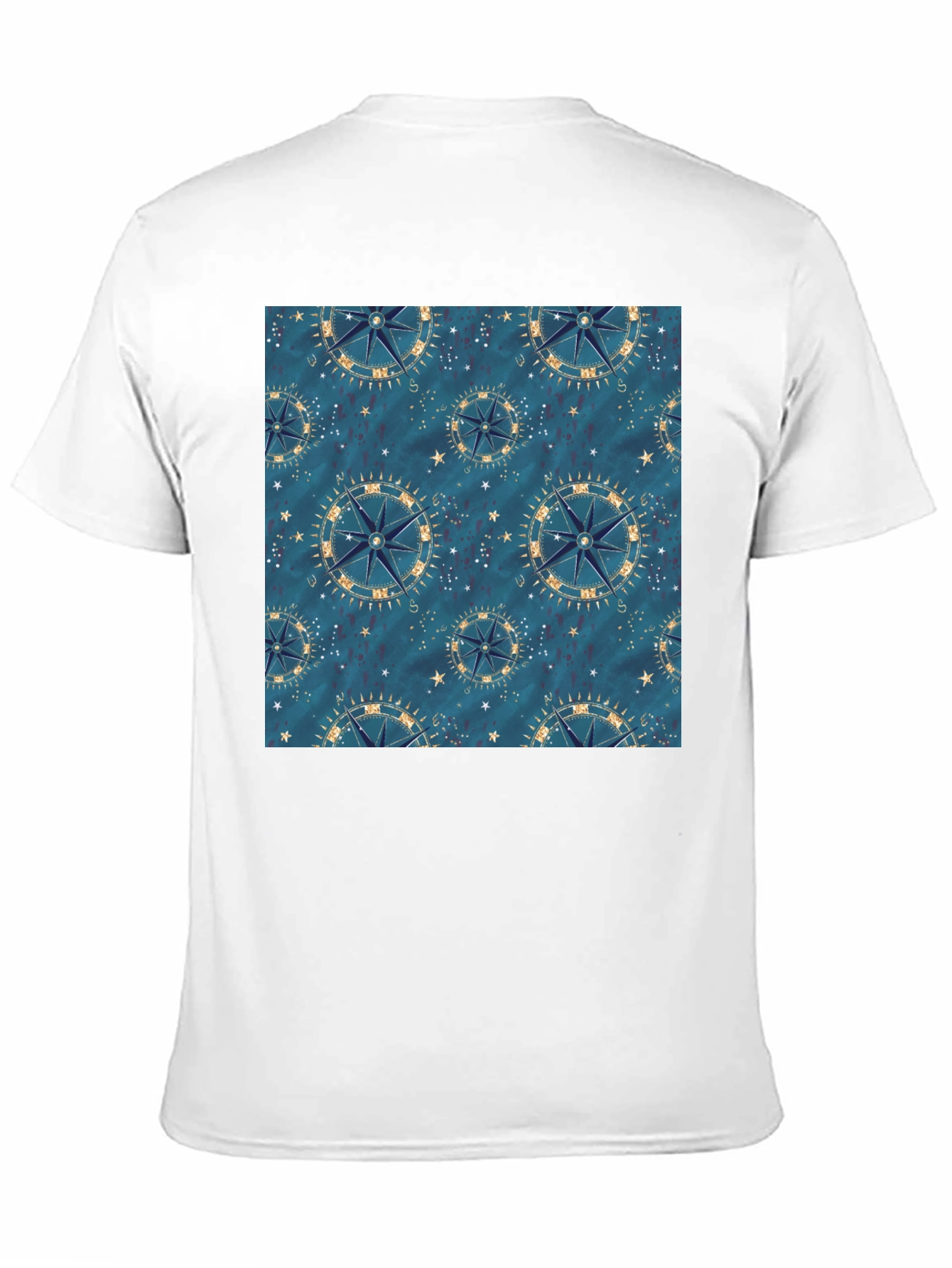 Nautical Compass Pattern Black T-Shirt