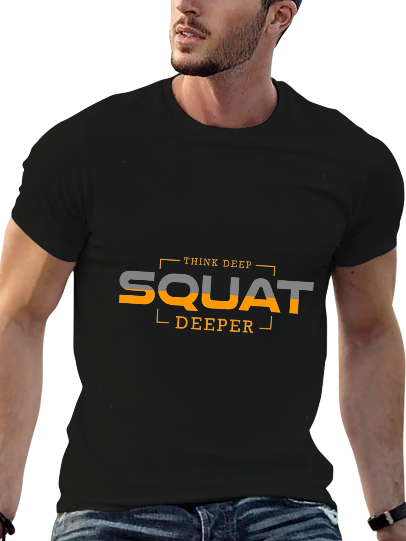 Think Deep Squat Deeper Black Graphic Tee