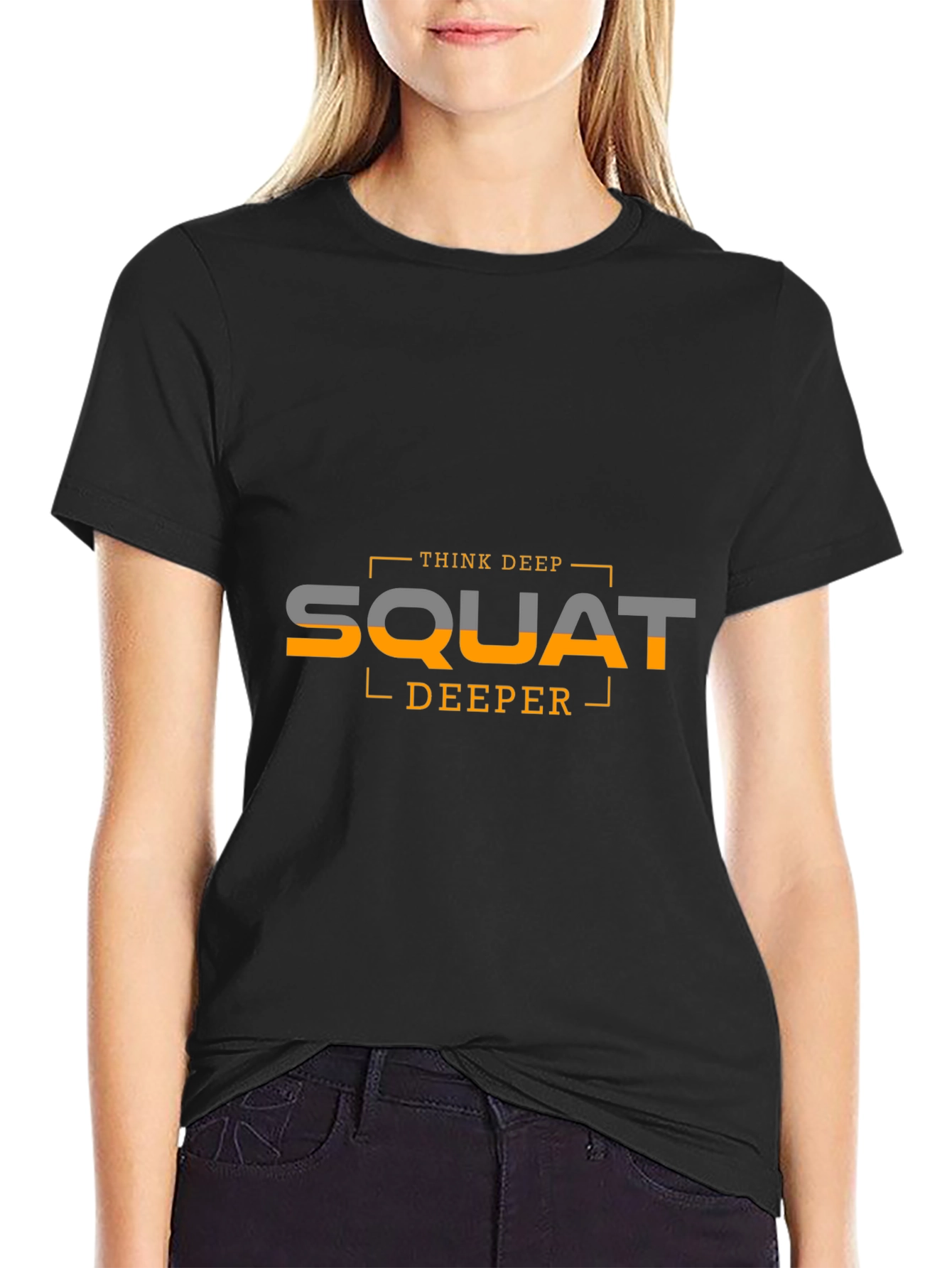 Think Deep Squat Deeper Black Graphic Tee