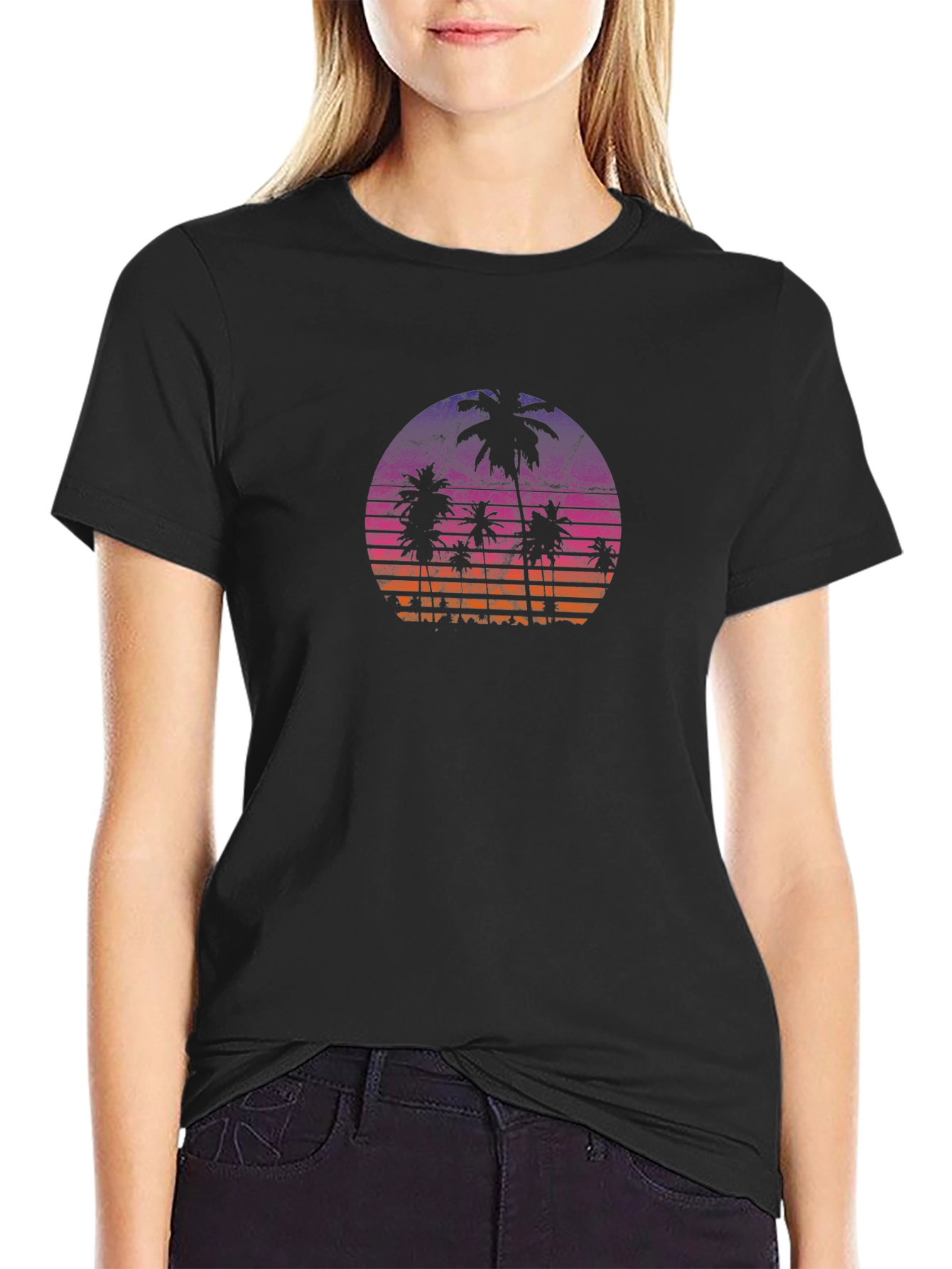 Retro Sunset Palm Tree Graphic Tee