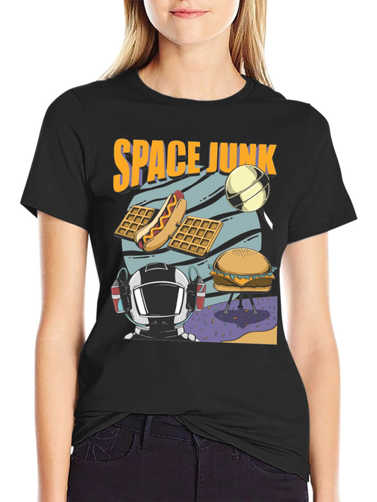 Space Junk Graphic T-Shirt - Astronaut and Food Design