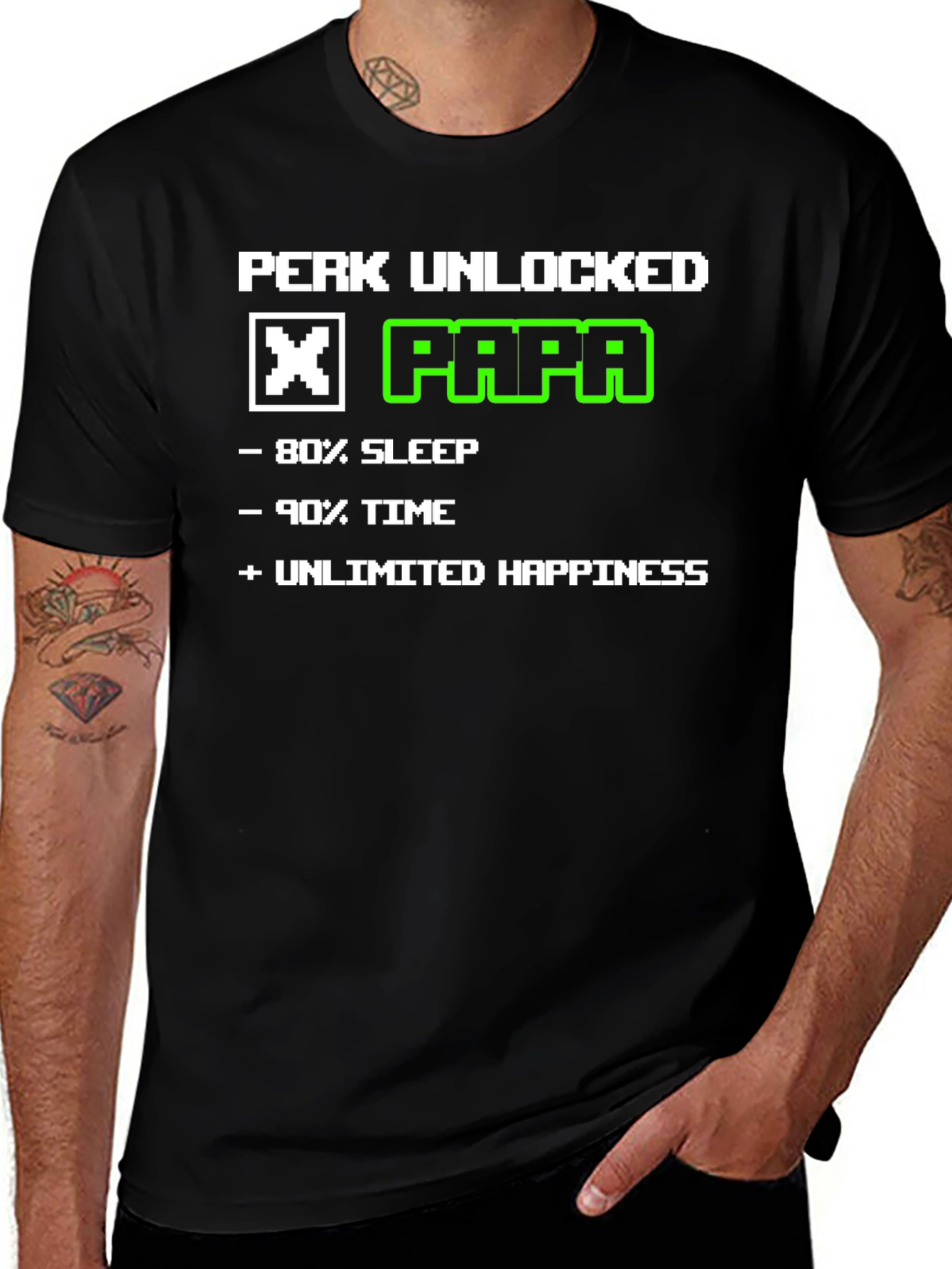 Perk Unlocked Papa T-Shirt - Gamer Dad Tee