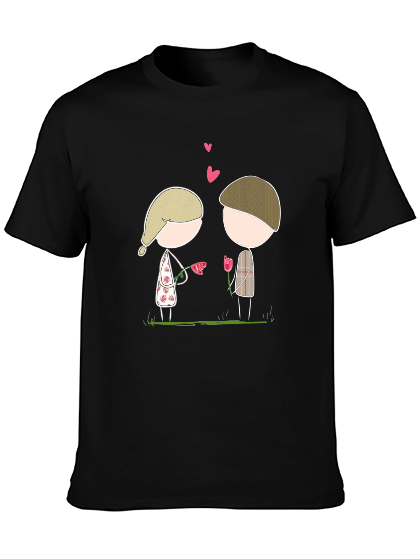 Cute Couple Cartoon Graphic Tee