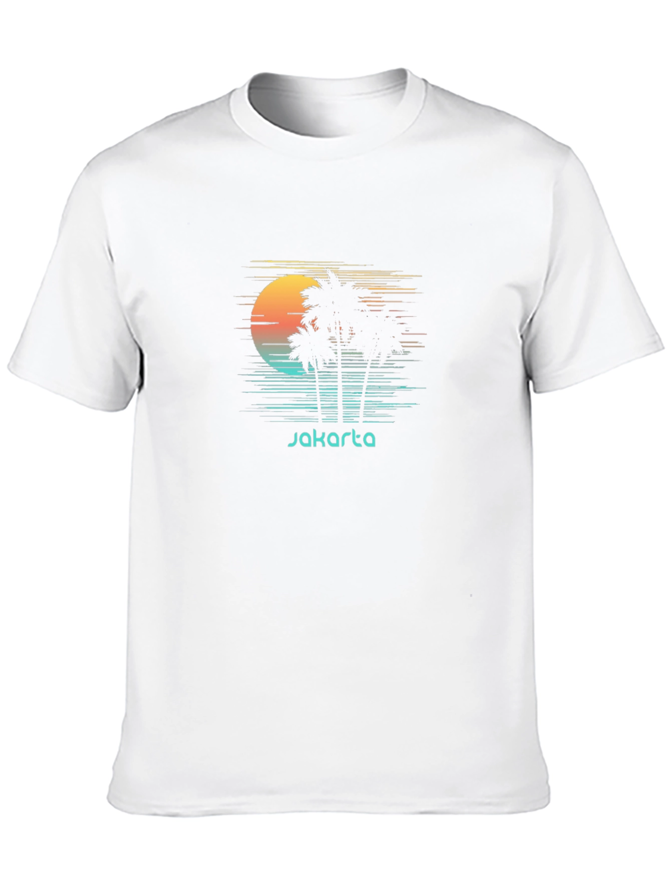 Jakarta Sunset Palm Tee - Retro Vacation Shirt