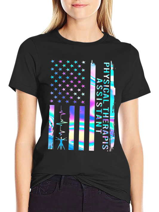 Physical Therapist Assistant USA Flag T-Shirt