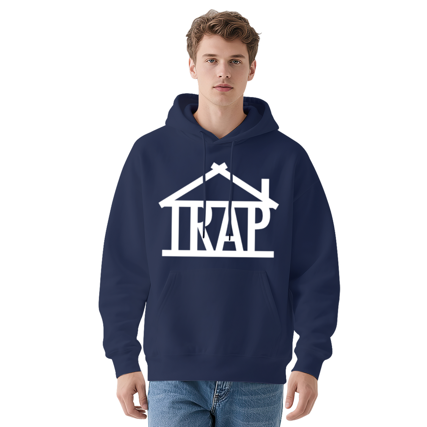 Minimal TRAP House Text Unisex Hoodie, Soft Casual Fit