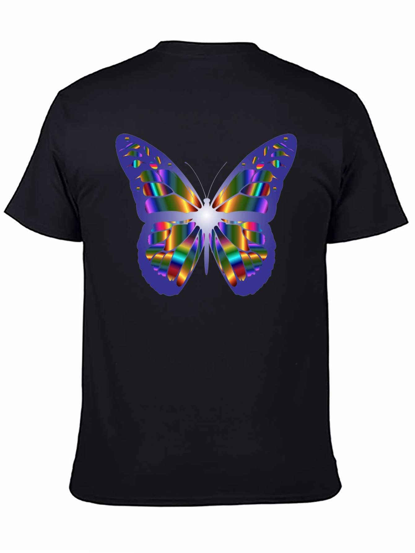Rainbow Butterfly Graphic Black T-Shirt