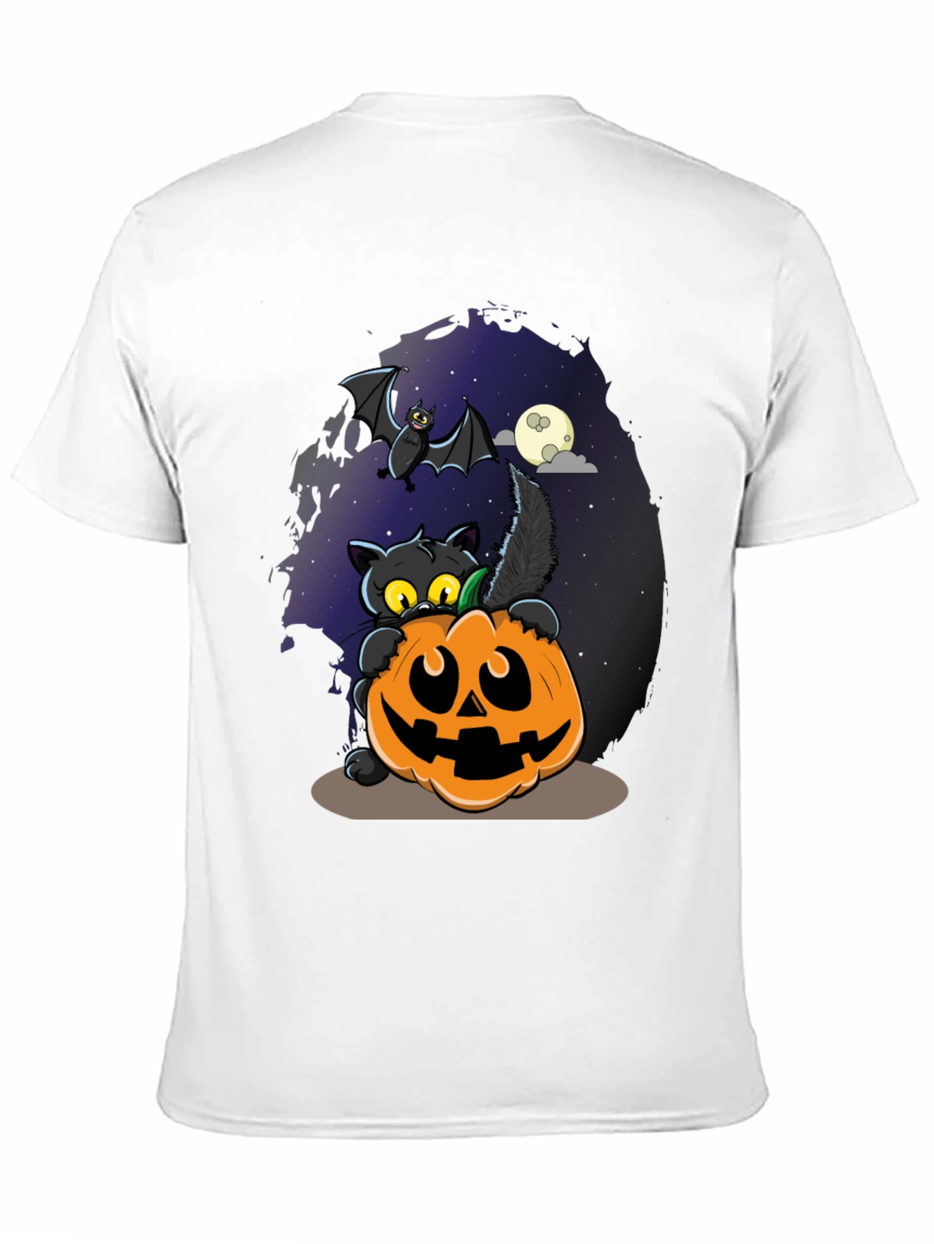 Halloween Cat & Pumpkin Graphic T-Shirt