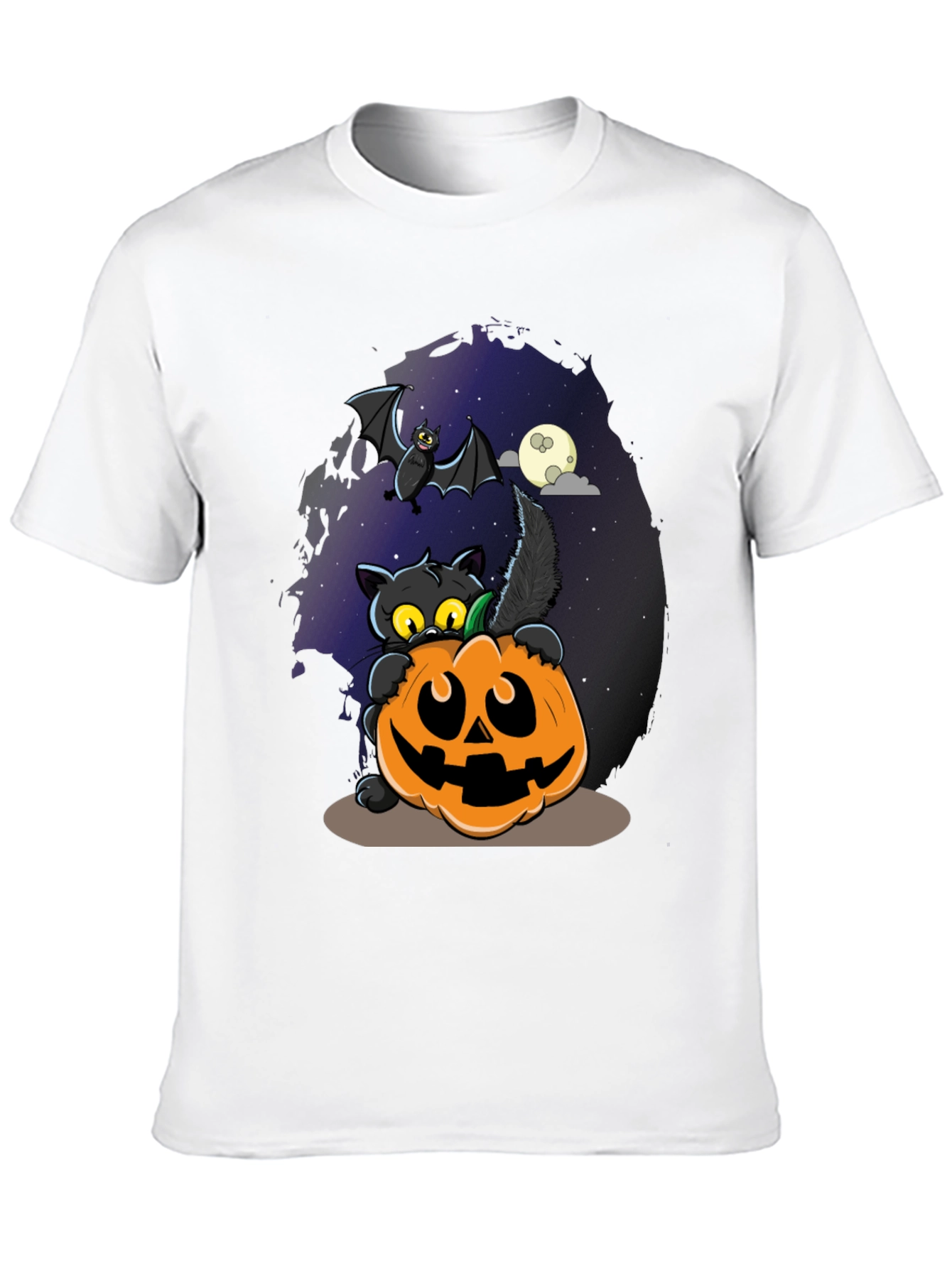 Halloween Cat & Pumpkin Graphic T-Shirt