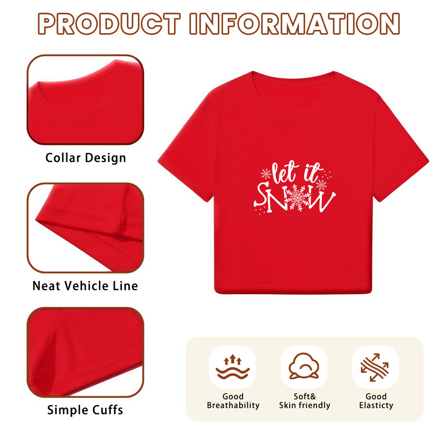 Let It Snow Snowflake Festive Red Christmas Crop Top