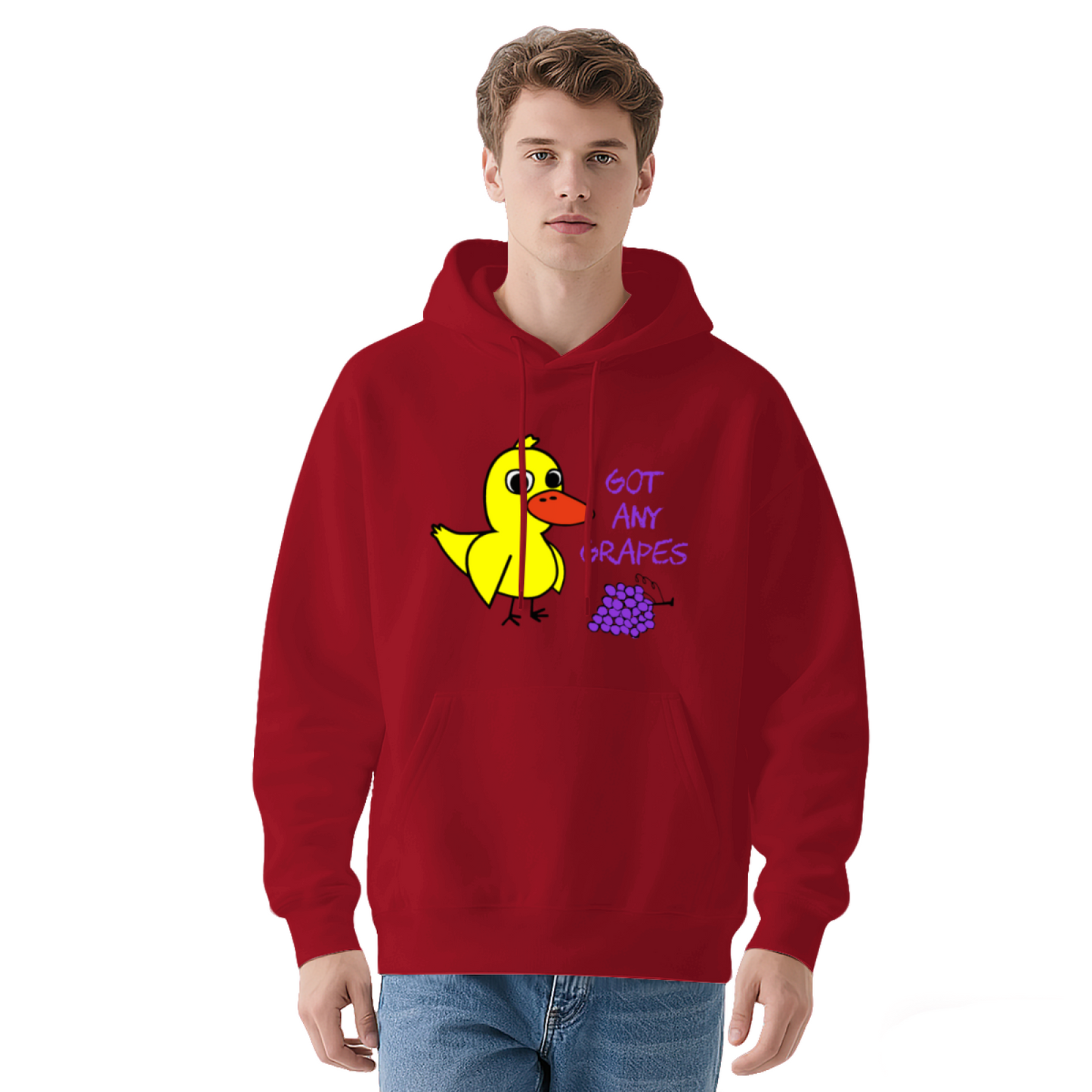 Funny Got Any Grapes Cartoon Duck White Hoodie, Comfortable Streetwear For Men Women