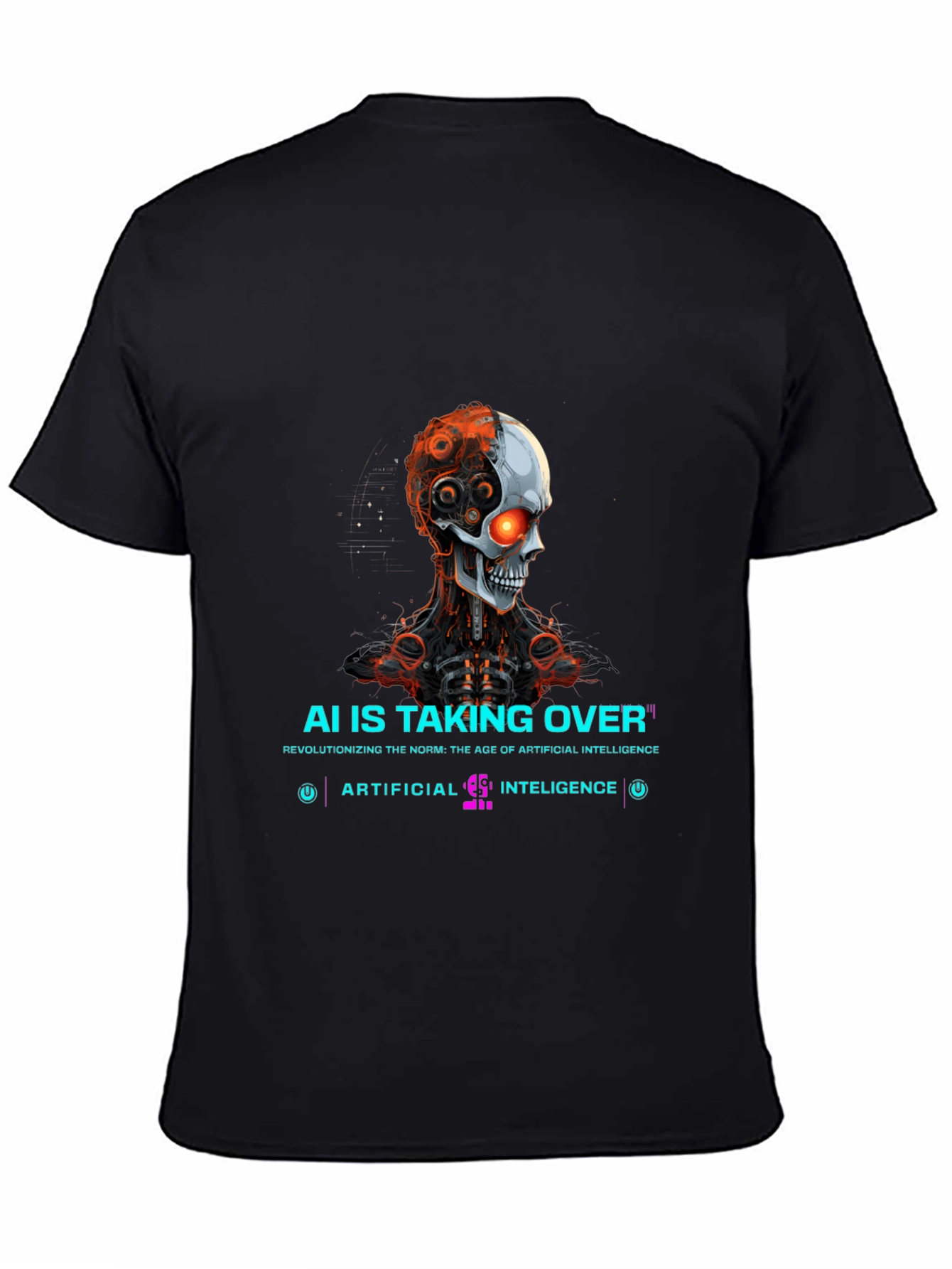 AI Overlord T-Shirt - Futuristic Robot Skull Design