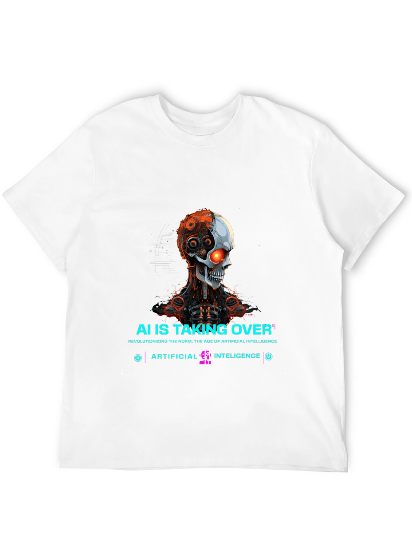 AI Overlord T-Shirt - Futuristic Robot Skull Design