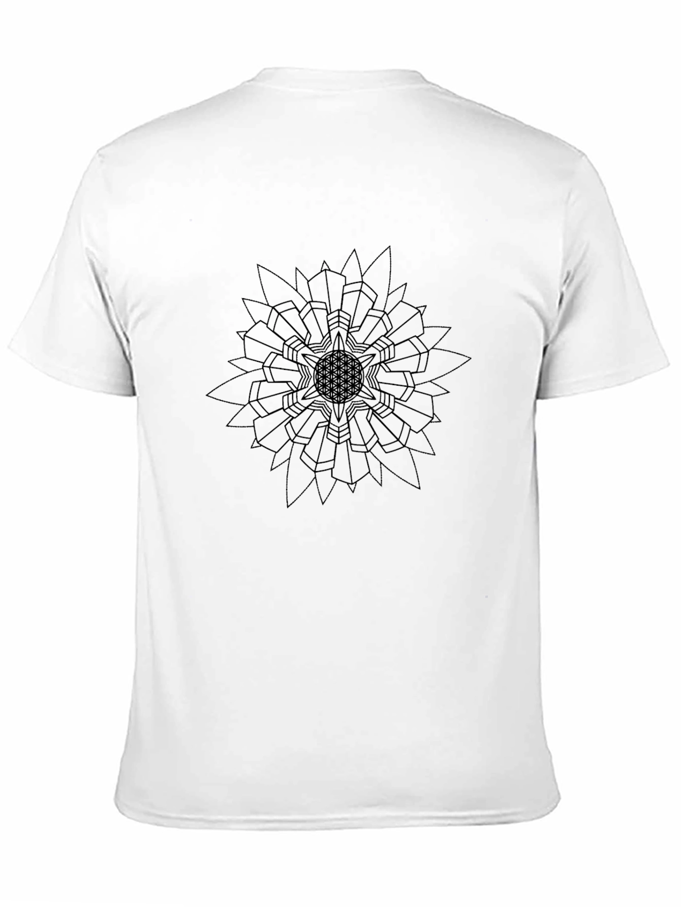 Geometric Flower of Life Black T-Shirt