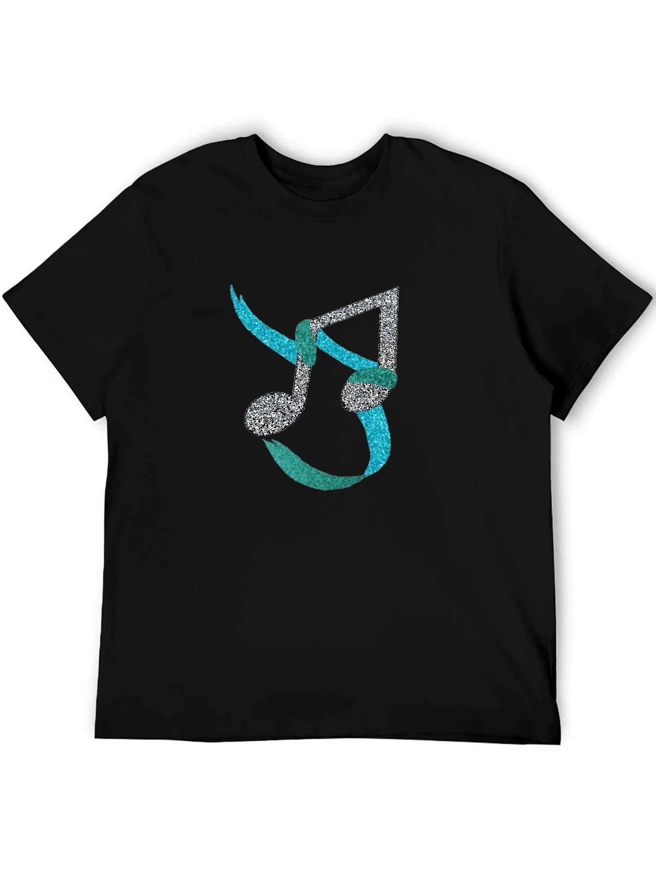 Musical Note Mens Black T-Shirt - Unique Design