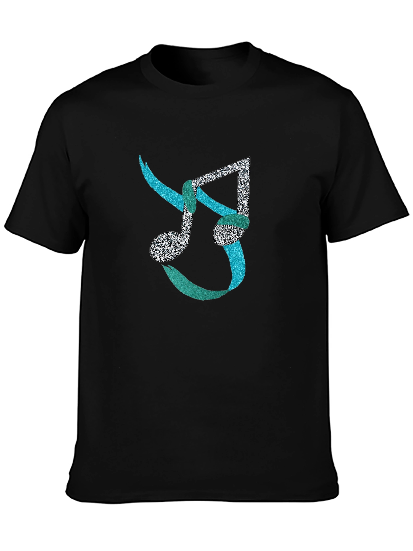 Musical Note Mens Black T-Shirt - Unique Design