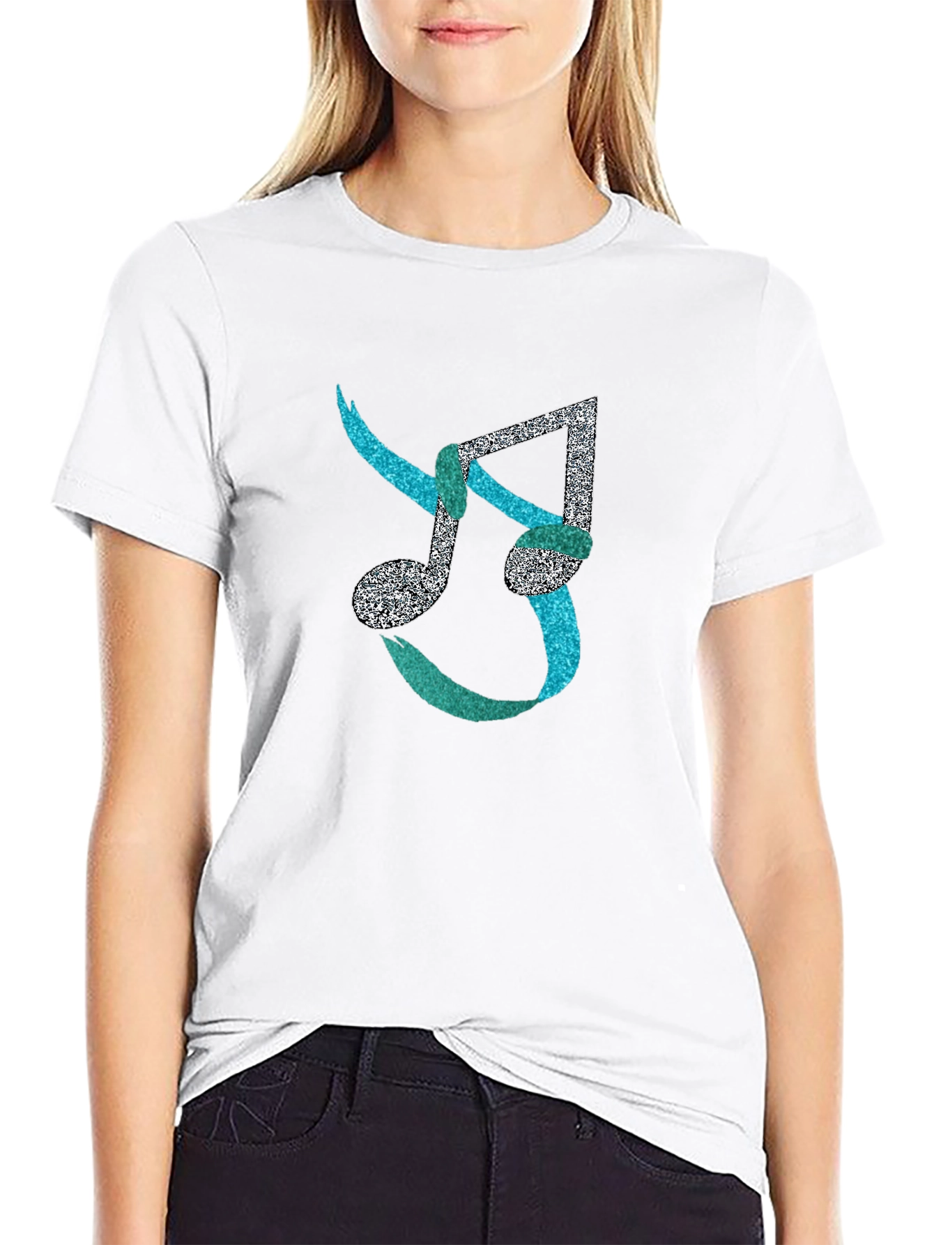 Musical Note Mens Black T-Shirt - Unique Design