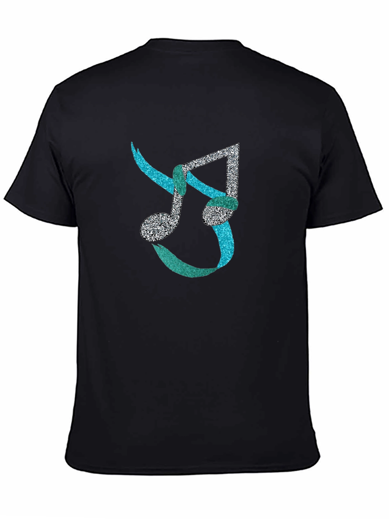 Musical Note Mens Black T-Shirt - Unique Design