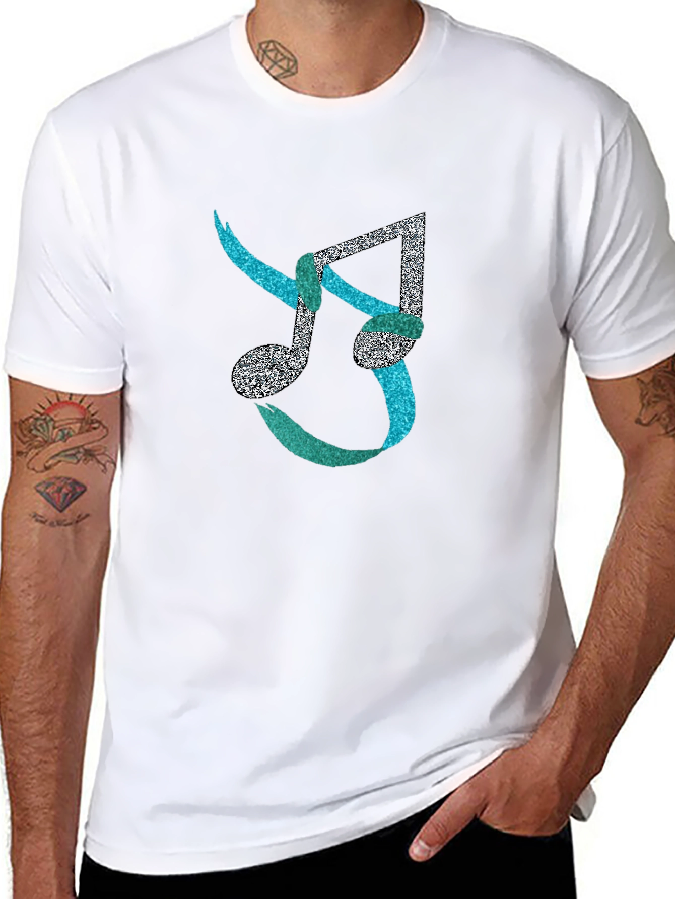 Musical Note Mens Black T-Shirt - Unique Design