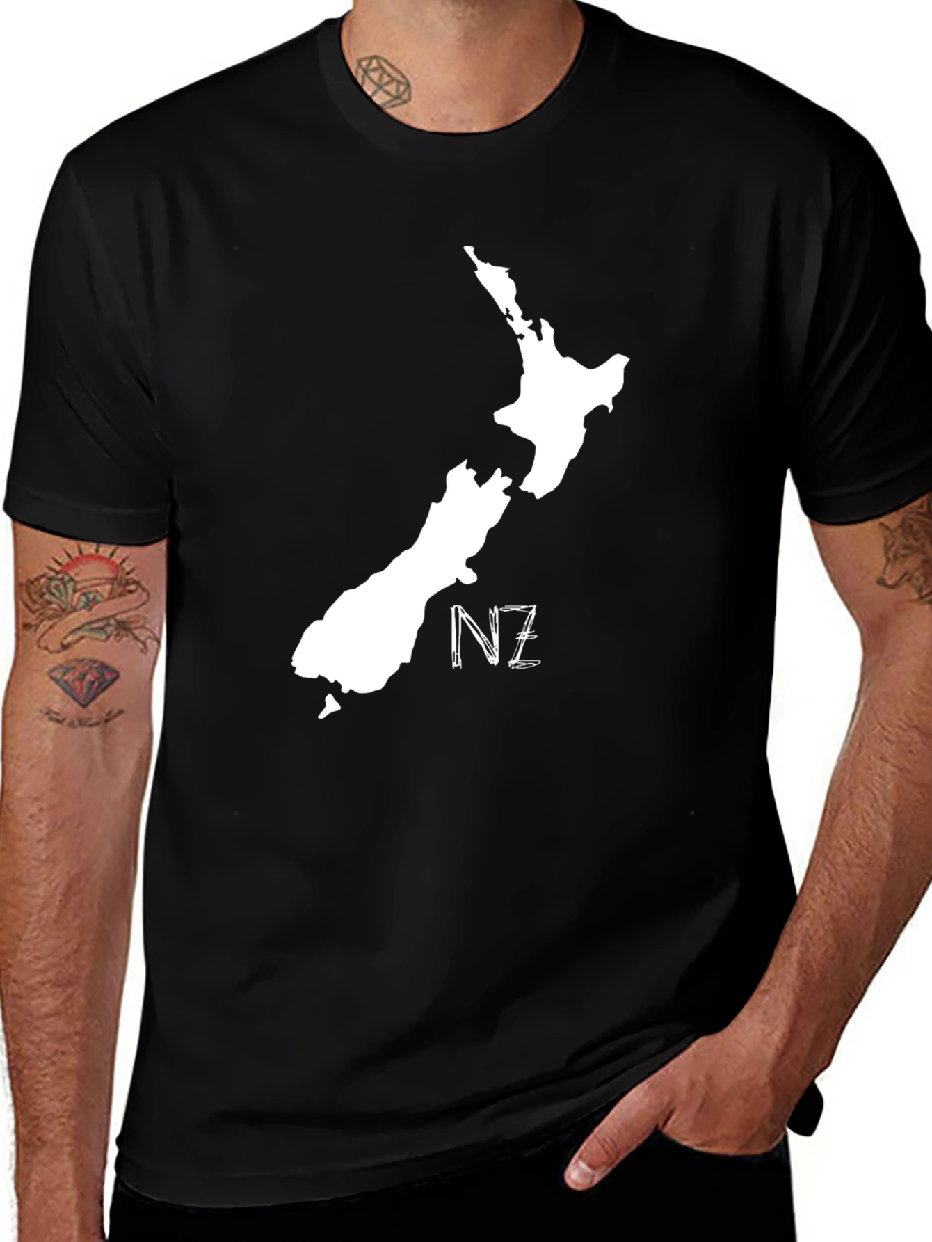New Zealand Map Tee - Black NZ Pride Shirt