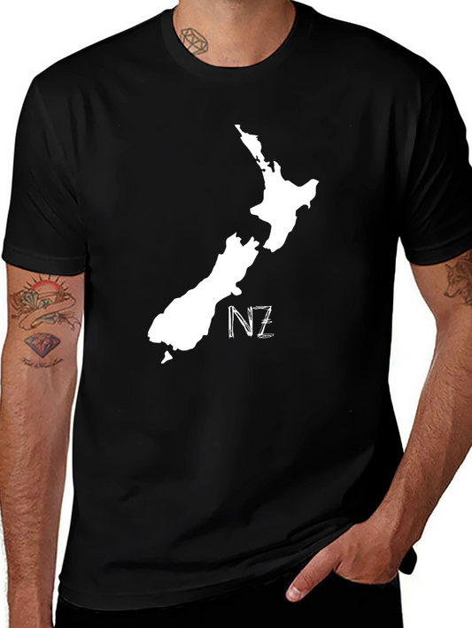 New Zealand Map Tee - Black NZ Pride Shirt