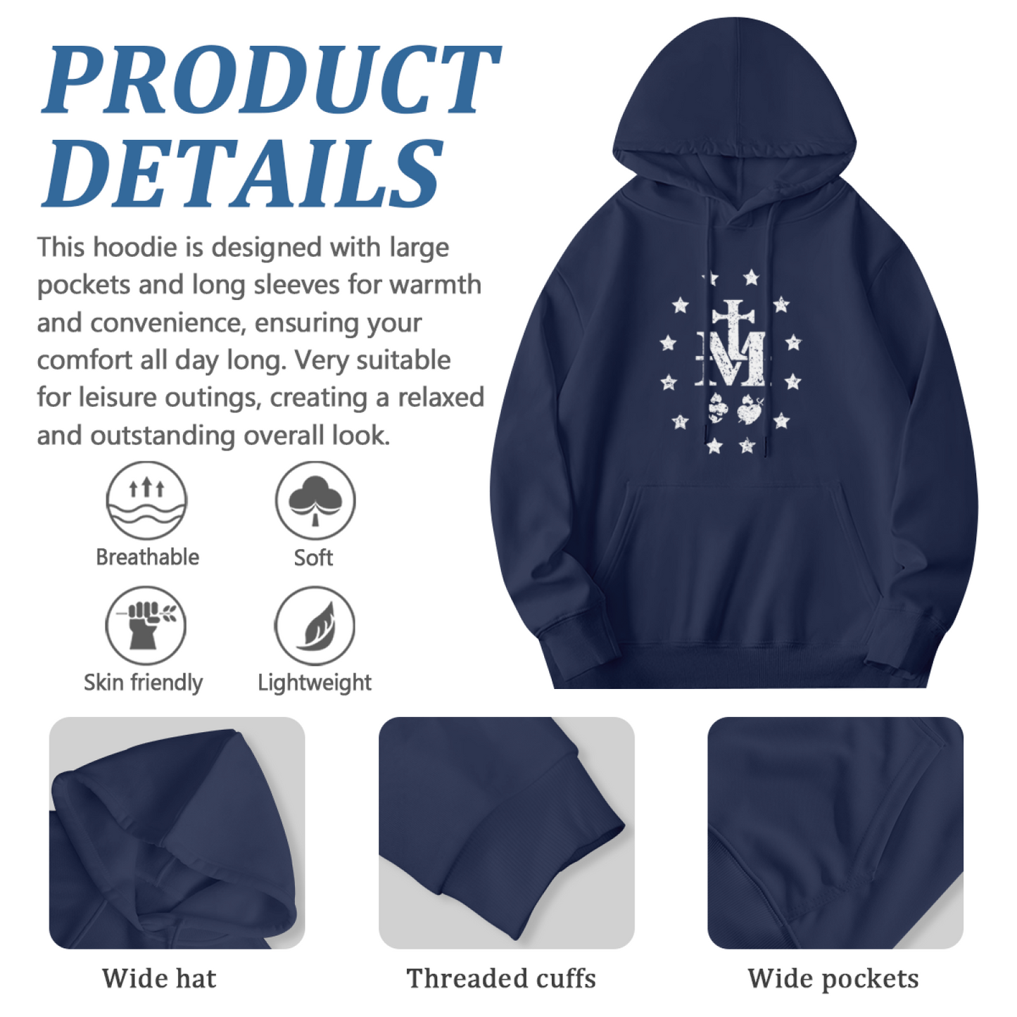 Cross Star Religious Vintage Distressed Print Comfort Hoodie, Faith Daily Wear