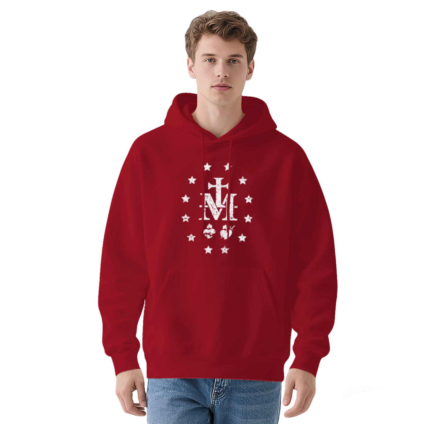 Cross Star Religious Vintage Distressed Print Comfort Hoodie, Faith Daily Wear
