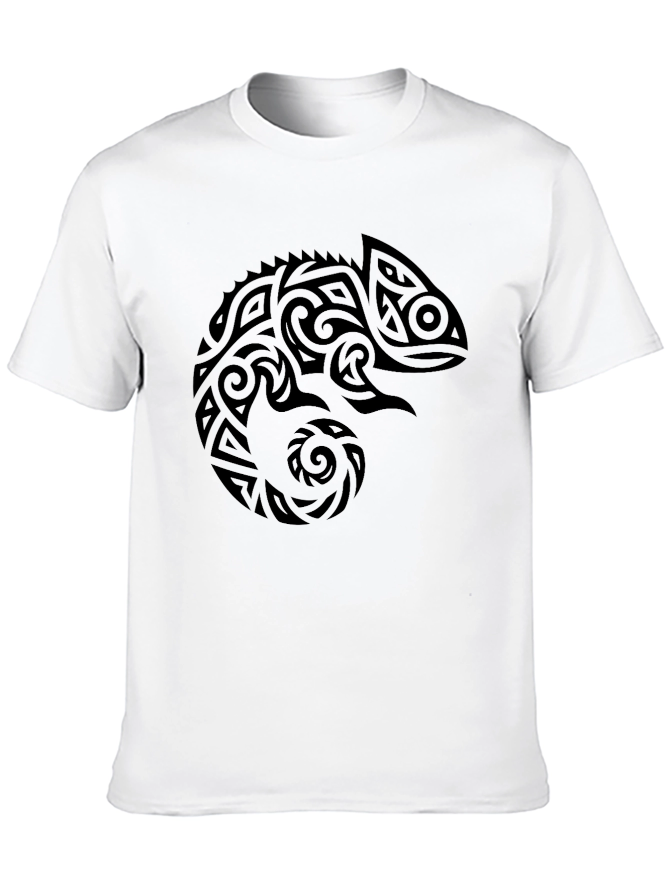 Tribal Chameleon Graphic Tee - Black