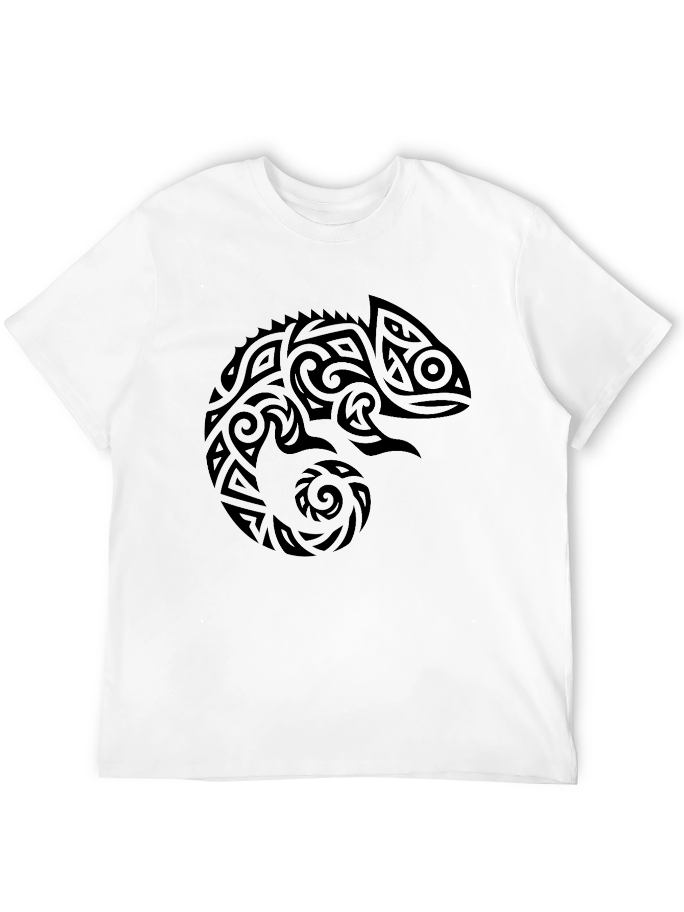 Tribal Chameleon Graphic Tee - Black