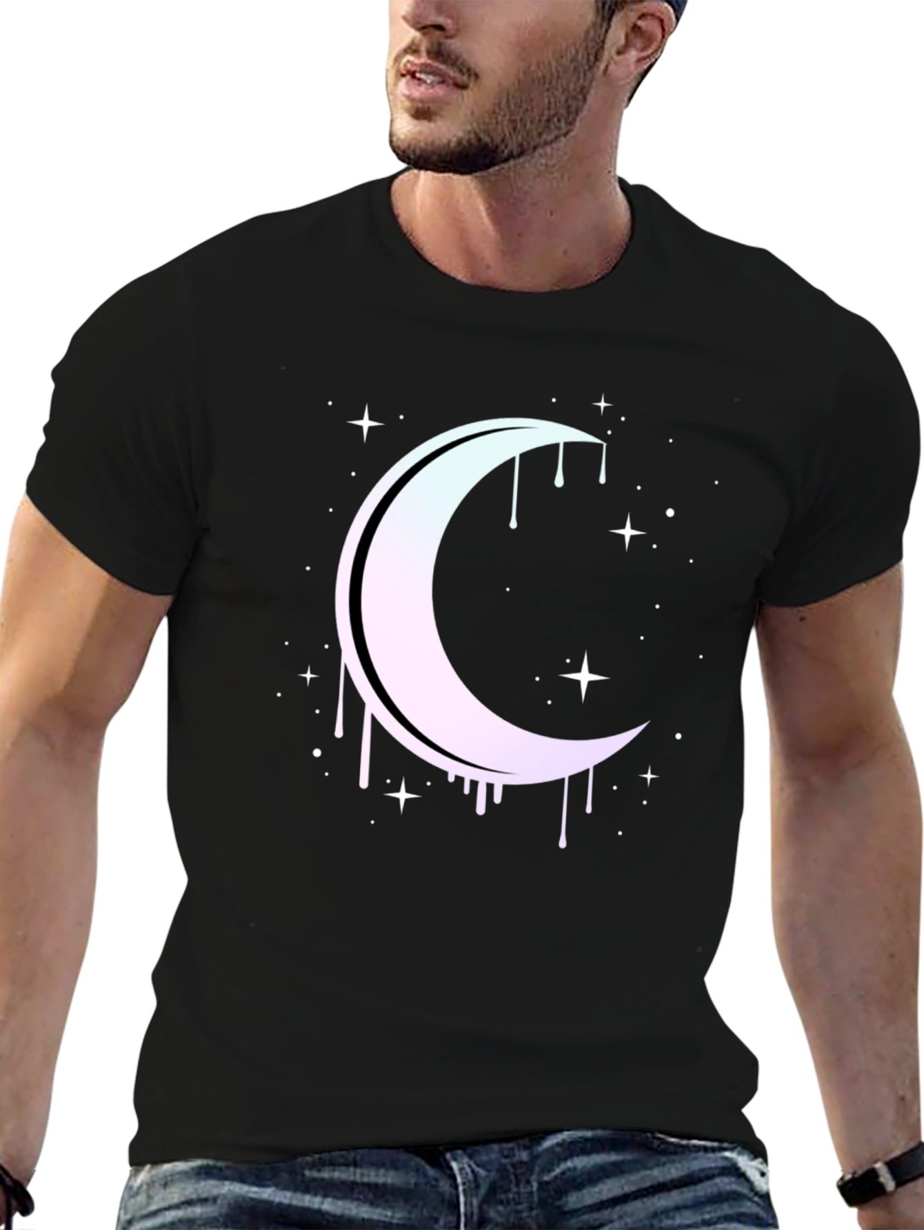 Mystic Moon Drip Graphic Tee - Black