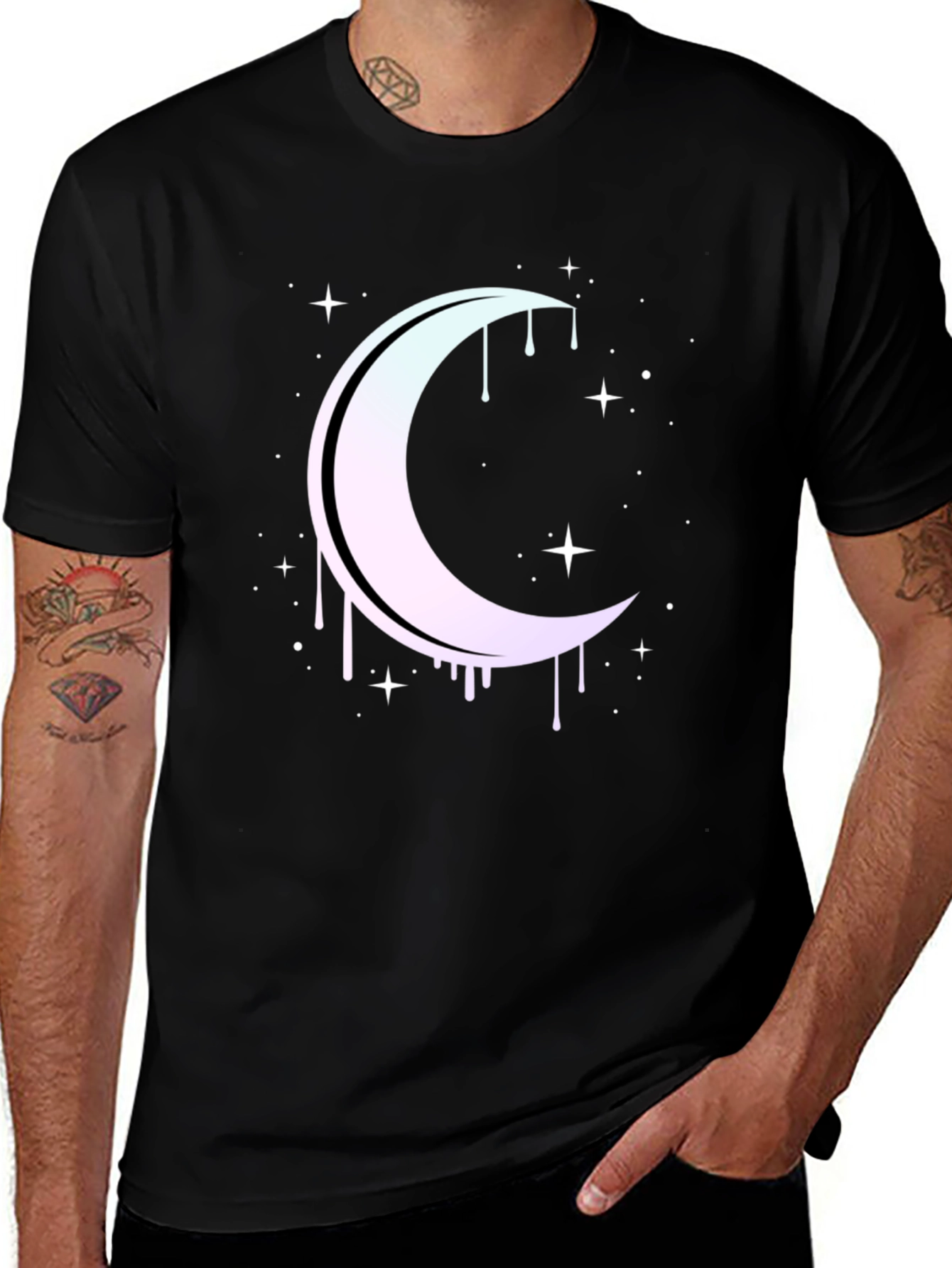 Mystic Moon Drip Graphic Tee - Black