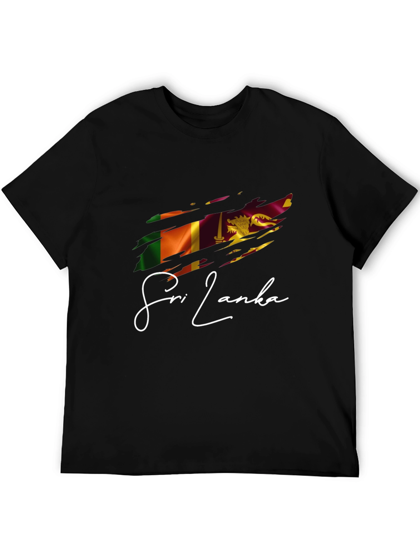 Sri Lanka Flag Graphic T-Shirt - Black Cotton Tee