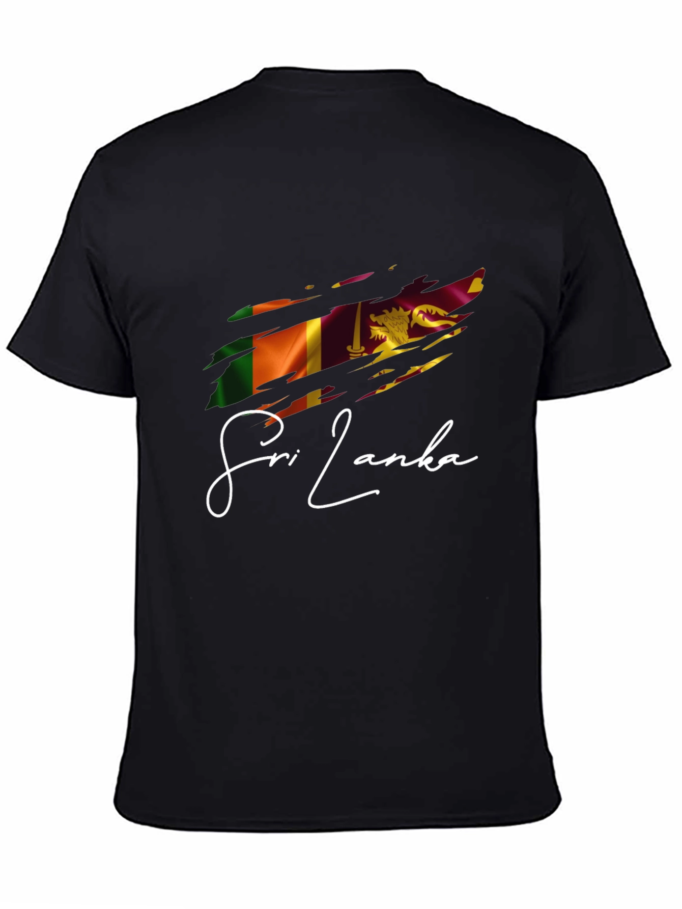 Sri Lanka Flag Graphic T-Shirt - Black Cotton Tee