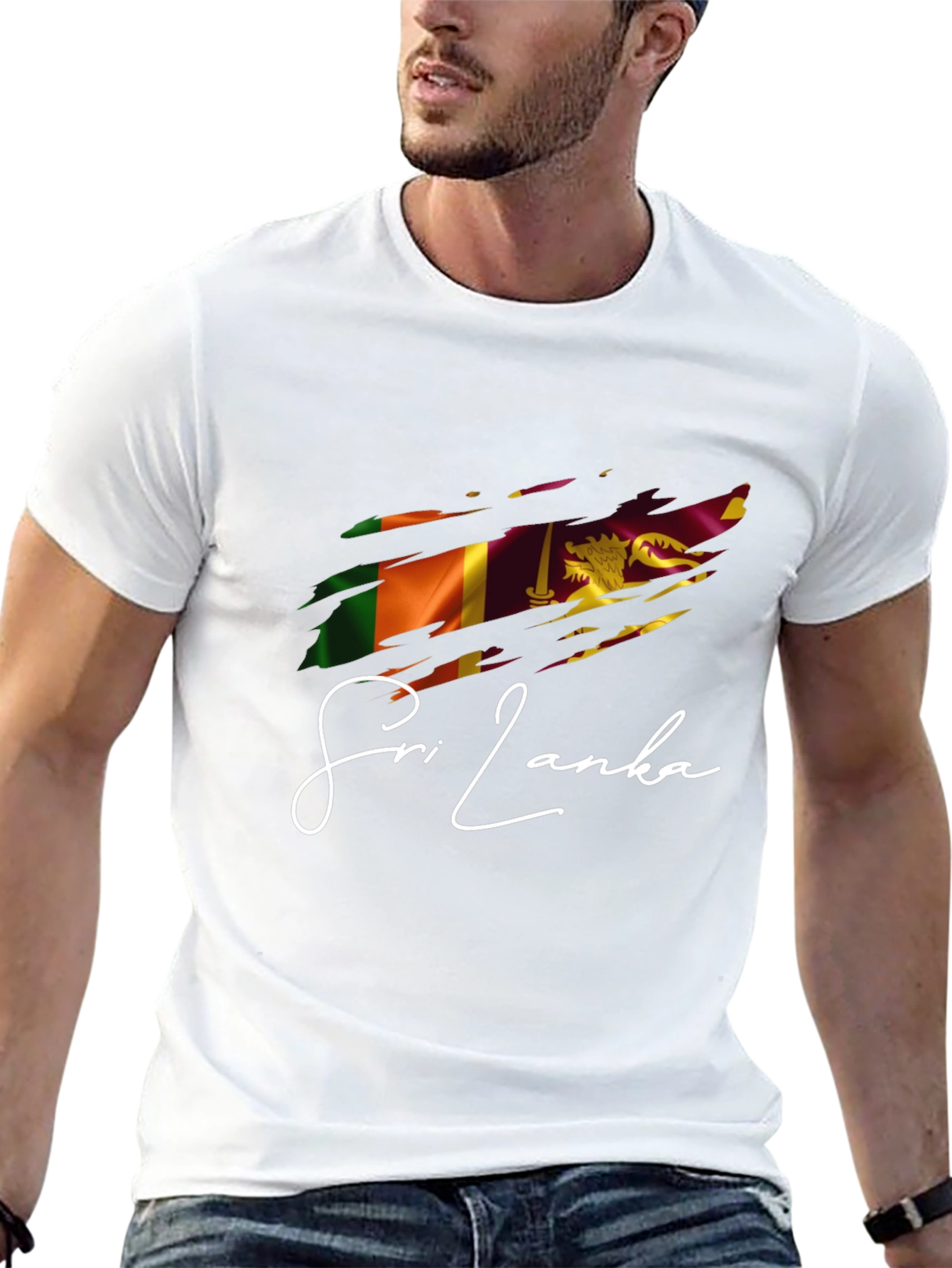 Sri Lanka Flag Graphic T-Shirt - Black Cotton Tee