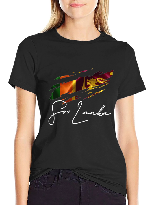 Sri Lanka Flag Graphic T-Shirt - Black Cotton Tee