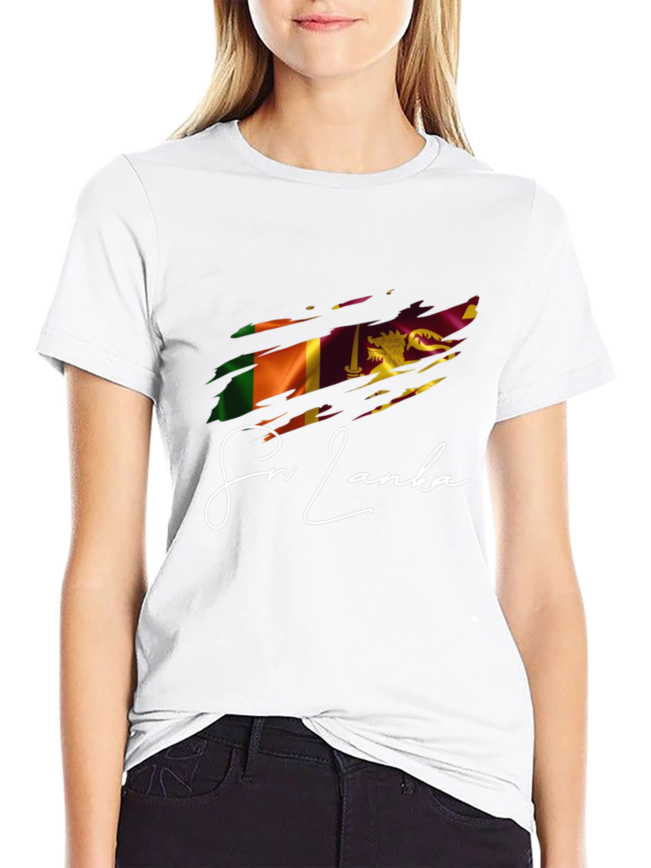Sri Lanka Flag Graphic T-Shirt - Black Cotton Tee