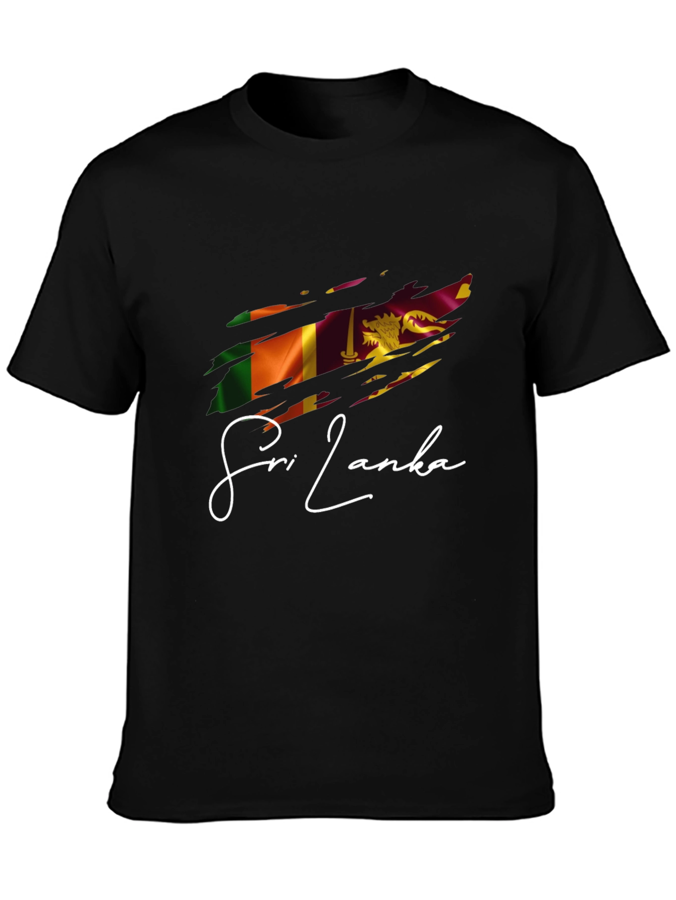 Sri Lanka Flag Graphic T-Shirt - Black Cotton Tee