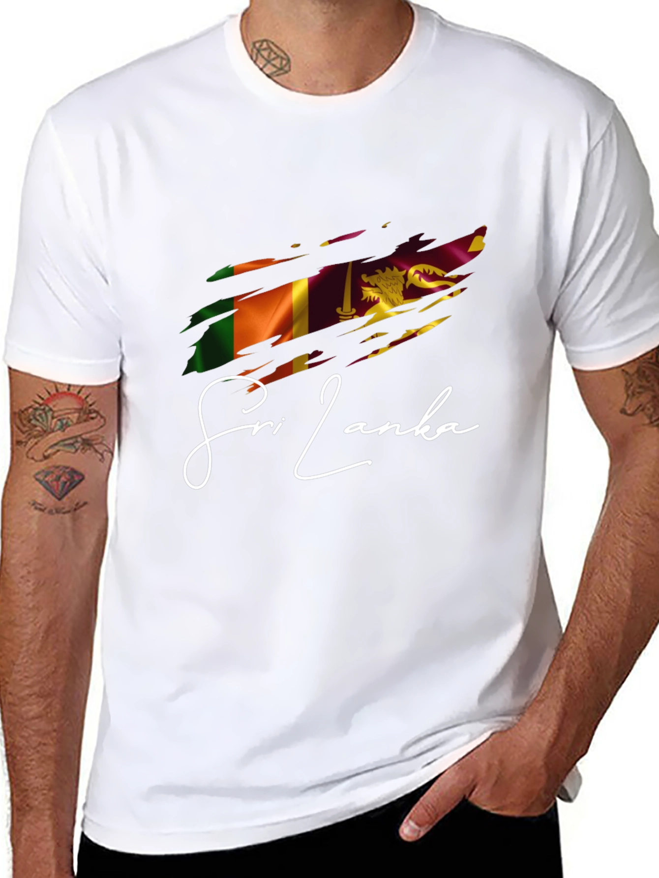 Sri Lanka Flag Graphic T-Shirt - Black Cotton Tee