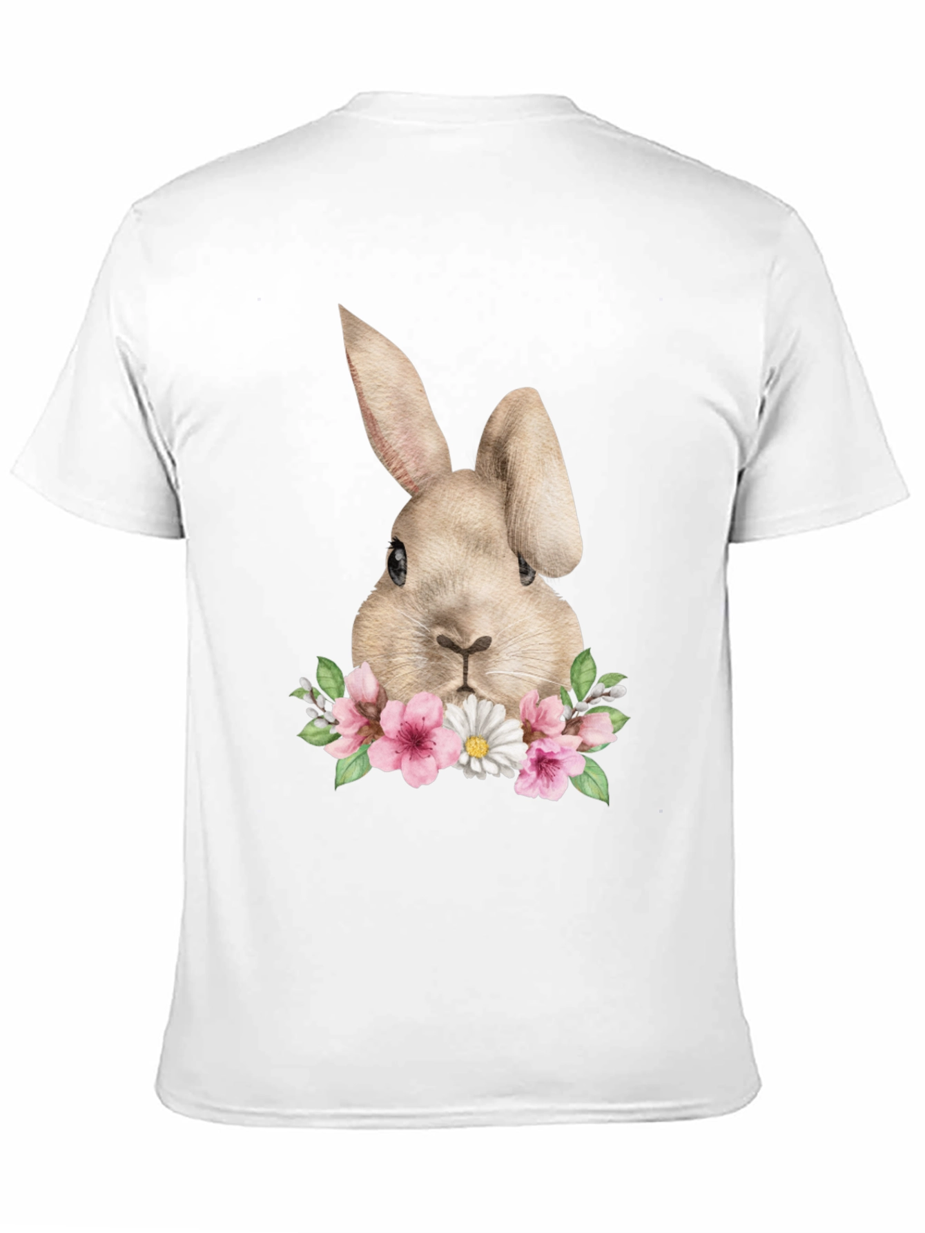 Floral Bunny Graphic Tee - Soft Black Cotton
