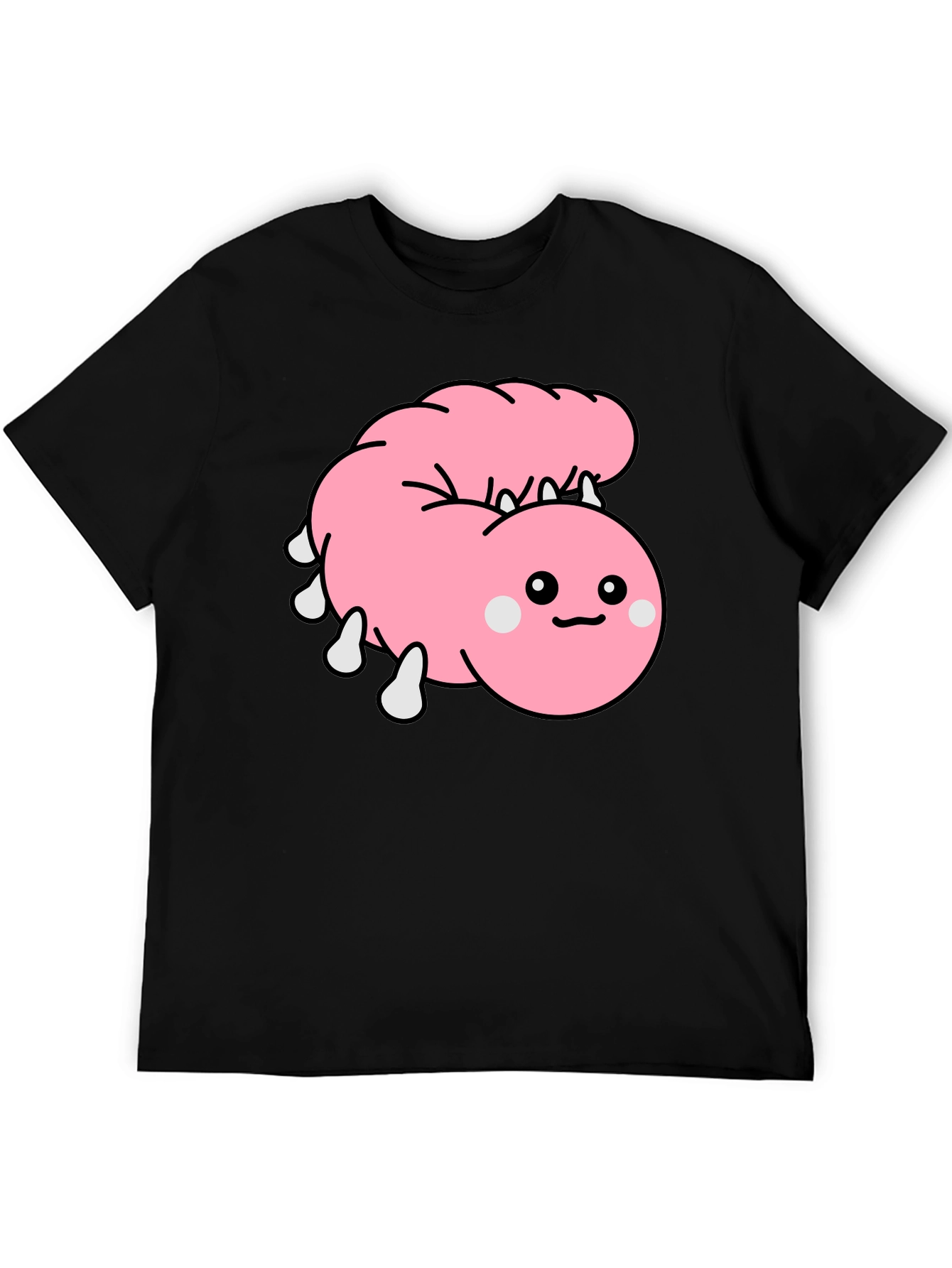 Cute Cartoon Worm Black T-Shirt