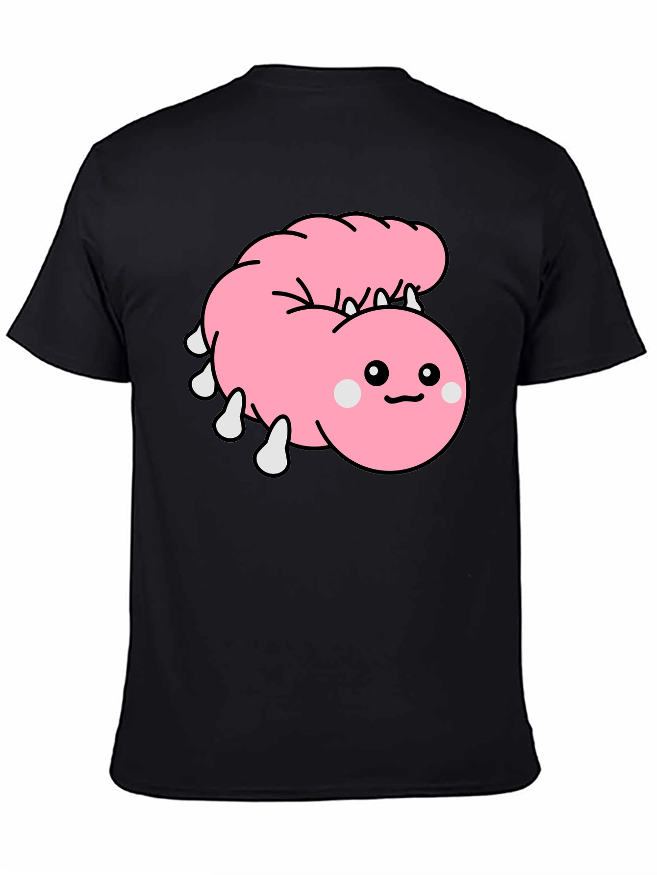 Cute Cartoon Worm Black T-Shirt